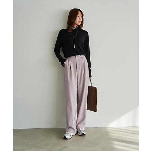 【スタイルデリ/STYLE DELI】の裏地付きストレッチツイルワイドパンツ 人気、トレンドファッション・服の通販 founy(ファニー) 　ファッション　Fashion　レディースファッション　Fashion for Women　パンツ　Pants & Trousers　イエロー　Yellow　シンプル　Simple, Minimal　スタイリッシュ　Stylish, Fashionable　ストレッチ　Stretch, Stretchy Fabric　ストレート　Straight, Straight Cut　スリット　Slit, Slit Detail　センター　Center, Center Line　パープル　Purple, Violet　フロント　Front, Front Design　ポケット　Pocket, Pocket Detail　ラベンダー　Lavender　ループ　Loop, Loop Knit　ワイド　Wide, Wide Fit　冬　Winter / This Winter　ビジネス 仕事 通勤　Business / Work / Commuting　other-2|ID: prp329100004815843 ipo3291000000034979427