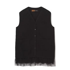 【イーバイエクラ/E by eclat】 Room no.8 for E by eclat チュールレースニットジレ人気、トレンドファッション・服の通販 founy(ファニー) ファッション Fashion レディースファッション Fashion for Women アウター Coat / Outerwear Collection トップス・カットソー Cut & Sew Tops ニット Knit Tops & Sweaters ベスト&ジレ / 重ね着スタイル Vests & Gilets シンプル Simple, Minimal チュール Tulip, Tulip Motif バランス Balance, Style Balance フェミニン Feminine, Girly レース Lace, Lace Fabric ロング Long, Long-Length |ID:prp329100004816075