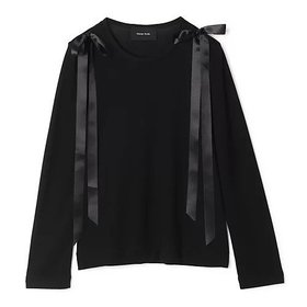 【シモーン ロシャ/SIMONE ROCHA】のBOW RIBBON TAIL LONG SLEEVE T-SHIRT 人気、トレンドファッション・服の通販 founy(ファニー) ファッション Fashion レディースファッション Fashion for Women トップス・カットソー Cut & Sew Tops シャツ・ブラウス・オフィスカジュアル Elegant Blouses & Button-Ups ロングTシャツ・Tシャツ Longline T-Shirts & Tees シルク Silk, 100% Silk ドレープ Drape, Draping Fabric リボン Ribbon, Bow ロング Long, Long-Length 洗える Machine Washable |ID:prp329100004816940