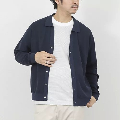【ノーリーズ グッドマン/NOLLEY'S goodman / MEN】の《SERIYA Cotton》吸湿カノコ襟付きカーディガン 26SS インテリア・キッズ・メンズ・レディースファッション・服の通販 founy(ファニー) 　ファッション　Fashion　メンズファッション　Fashion for Men　2026年　2026　カーディガン　Cardigan, Knitwear　ネイビー|ID: prp329100004816968 ipo3291000000034989350