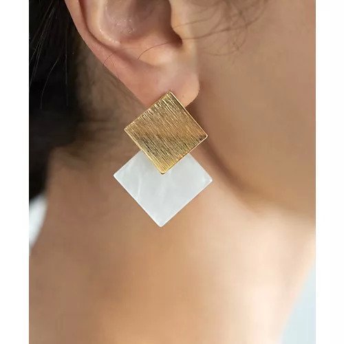 【スタイルデリ/STYLE DELI】のひし型WプレートMIXピアス/GD インテリア・キッズ・メンズ・レディースファッション・服の通販 founy(ファニー) 　ファッション　Fashion　レディースファッション　Fashion for Women　イヤリング　Earrings　軽量　Lightweight, Ultra Light　シルバー　Silver, Metallic Silver　ジュエリー　Jewelry, Accessories　スポーツ　Sports, Activewear　テクスチャー　Texture, Textured Fabric　プレート　Plate, Dish　メガネ　Glasses, Eyewear　メタル　Metal, Metal Parts　冬　Winter / This Winter　夏　Summer　ホワイト|ID: prp329100004817156 ipo3291000000034991642