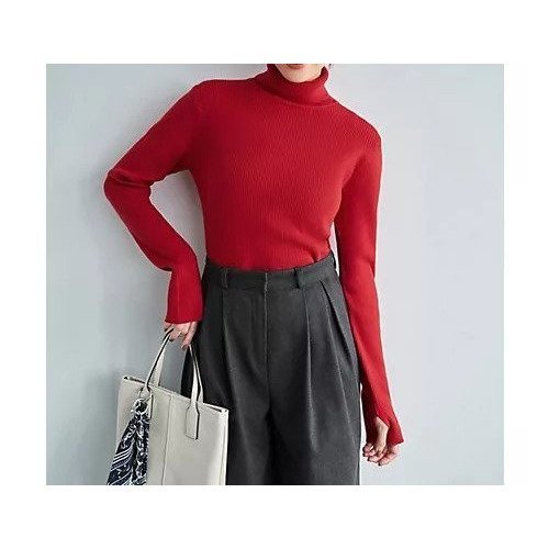 【スタイルデリ/STYLE DELI】の柔らかなカシミヤ混リブ編みタートルニット インテリア・キッズ・メンズ・レディースファッション・服の通販 founy(ファニー) 　ファッション　Fashion　レディースファッション　Fashion for Women　トップス・カットソー　Cut & Sew Tops　ニット　Knit Tops & Sweaters　シンプル　Simple, Minimal　ストレート　Straight, Straight Cut　スリット　Slit, Slit Detail　タートル　Turtleneck, Turtle Collar　タートルネック　Turtleneck, High Neck　長袖　Long Sleeve, Full Sleeve　フィット　Fit, Slim Fit　ベーシック　Basic, Essential　メランジ　Melange, Mixed Yarn　エレガント 上品　Elegant　レッド|ID: prp329100004825674 ipo3291000000035106626