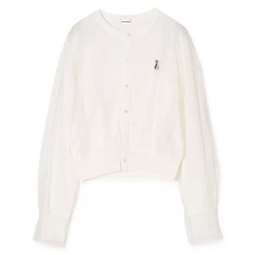【チカ キサダ/CHIKA KISADA】のチュールカーディガン インテリア・キッズ・メンズ・レディースファッション・服の通販 founy(ファニー) 　ファッション　Fashion　レディースファッション　Fashion for Women　トップス・カットソー　Cut & Sew Tops　カーディガン・羽織り　Layered Style Cardigans　カーディガン　Cardigan, Knitwear　チュール　Tulip, Tulip Motif　パッチ　Patch, Appliqué　ランダム　Random, Irregular　ヴィンテージ　Vintage Style　定番　Standard, Basic Item　洗える　Machine Washable　猫　Cat, Kitty　Off White|ID: prp329100004826447 ipo3291000000036050261