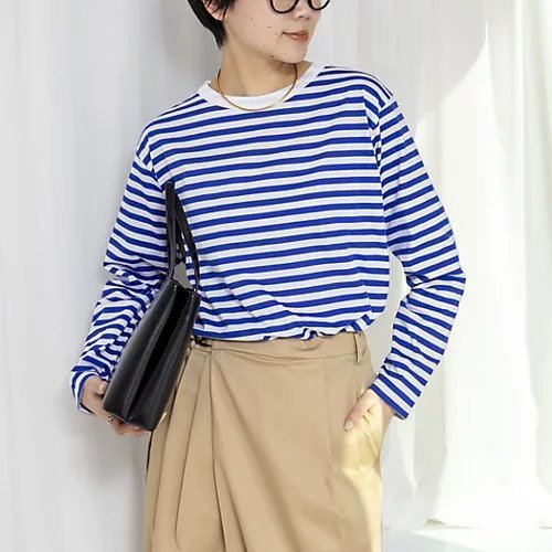 【リエミラー/Rie Miller】のウォッシャブルロングスリーブTシャツGIZA COTTON インテリア・キッズ・メンズ・レディースファッション・服の通販 founy(ファニー) 　ファッション　Fashion　レディースファッション　Fashion for Women　トップス・カットソー　Cut & Sew Tops　シャツ・ブラウス・オフィスカジュアル　Elegant Blouses & Button-Ups　ロングTシャツ・Tシャツ　Longline T-Shirts & Tees　2024年　2024　2024春夏・S/S　Spring/Summer 2024 SS24　2026年　2026　スリット　Slit, Slit Detail　ボーダー　Border, Stripe　エレガント 上品　Elegant　人気　Popular, Best Seller　ホワイト系4|ID: prp329100004828170 ipo3291000000035136942