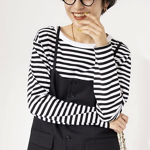 【リエミラー/Rie Miller】のGIZA COTTONロングスリーブTシャツ インテリア・キッズ・メンズ・レディースファッション・服の通販 founy(ファニー) ファッション Fashion レディースファッション Fashion for Women トップス・カットソー Cut & Sew Tops シャツ・ブラウス・オフィスカジュアル Elegant Blouses & Button-Ups ロングTシャツ・Tシャツ Longline T-Shirts & Tees 2024年 2024 2024春夏・S/S Spring/Summer 2024 SS24 2026年 2026 スリット Slit, Slit Detail スリーブ Sleeve, Long Sleeve / Short Sleeve ボーダー Border, Stripe ロング Long, Long-Length エレガント 上品 Elegant 人気 Popular, Best Seller ブラック系その他3|ID: prp329100004828972 ipo3291000000035145840