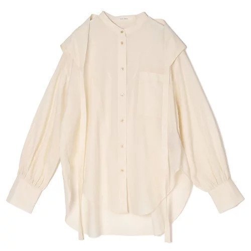 【プレインピープル/PLAIN PEOPLE】の綿シルクビエラ/タイプライターチェックスカーフ付きノーカラーシャツ インテリア・キッズ・メンズ・レディースファッション・服の通販 founy(ファニー) 　ファッション　Fashion　レディースファッション　Fashion for Women　トップス・カットソー　Cut & Sew Tops　シャツ・ブラウス・オフィスカジュアル　Elegant Blouses & Button-Ups　スカーフ　Scarf, Neckwear　タイプライター　Typewriter Fabric, Crisp Cotton　フェミニン　Feminine, Girly　モダン　Modern, Contemporary　洗える　Machine Washable　生成り|ID: prp329100004828974 ipo3291000000036050087