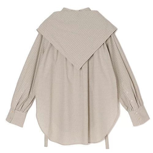 【プレインピープル/PLAIN PEOPLE】の綿シルクビエラ/タイプライターチェックスカーフ付きノーカラーシャツ 人気、トレンドファッション・服の通販 founy(ファニー) 　ファッション　Fashion　レディースファッション　Fashion for Women　トップス・カットソー　Cut & Sew Tops　シャツ・ブラウス・オフィスカジュアル　Elegant Blouses & Button-Ups　スカーフ　Scarf, Neckwear　タイプライター　Typewriter Fabric, Crisp Cotton　フェミニン　Feminine, Girly　モダン　Modern, Contemporary　洗える　Machine Washable　other-2|ID: prp329100004828974 ipo3291000000036050088