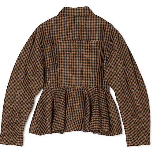 【ガニー/GANNI】のCrinkled Taffeta Check Peplum Shirt 人気、トレンドファッション・服の通販 founy(ファニー) 　ファッション　Fashion　レディースファッション　Fashion for Women　トップス・カットソー　Cut & Sew Tops　シャツ・ブラウス・オフィスカジュアル　Elegant Blouses & Button-Ups　ギンガム　Gingham, Gingham Fabric　クラシック　Classic, Timeless Style　タフタ　Taffeta, Structured Fabric　チェック　Check, Plaid, Tartan　パターン　Pattern, Design Print　フリル　Frill, Ruffle　ペプラム　Peplum, Flared Hem　モダン　Modern, Contemporary　ロング　Long, Long-Length　今季　This Season, Current Season　夏　Summer　other-2|ID: prp329100004828985 ipo3291000000036050423