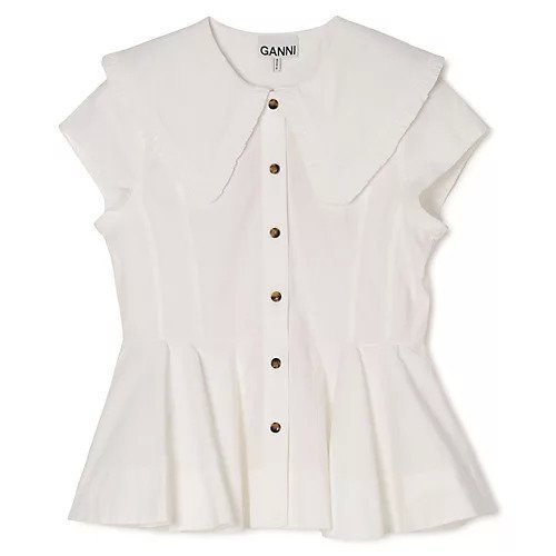 【ガニー/GANNI】のStretch Cotton Peter Pan Collar Shirt 人気、トレンドファッション・服の通販 founy(ファニー) ファッション Fashion レディースファッション Fashion for Women トップス・カットソー Cut & Sew Tops シャツ・ブラウス・オフィスカジュアル Elegant Blouses & Button-Ups インド Indian Textile ガーリー Girly, Feminine Style フリル Frill, Ruffle ペプラム Peplum, Flared Hem ワイド Wide, Wide Fit ヴィンテージ Vintage Style 洗える Machine Washable other-1|ID: prp329100004828993 ipo3291000000036050374
