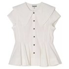 【ガニー/GANNI】のStretch Cotton Peter Pan Collar Shirt 人気、トレンドファッション・服の通販 founy(ファニー) ファッション Fashion レディースファッション Fashion for Women トップス・カットソー Cut & Sew Tops シャツ・ブラウス・オフィスカジュアル Elegant Blouses & Button-Ups インド Indian Textile ガーリー Girly, Feminine Style フリル Frill, Ruffle ペプラム Peplum, Flared Hem ワイド Wide, Wide Fit ヴィンテージ Vintage Style 洗える Machine Washable thumbnail Bright White|ID: prp329100004828993 ipo3291000000036050376