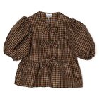 【ガニー/GANNI】のCrinkled Taffeta Check Peplum Blouse 人気、トレンドファッション・服の通販 founy(ファニー) ファッション Fashion レディースファッション Fashion for Women ギンガム Gingham, Gingham Fabric タフタ Taffeta, Structured Fabric チェック Check, Plaid, Tartan フリル Frill, Ruffle フロント Front, Front Design ペプラム Peplum, Flared Hem リボン Ribbon, Bow 夏 Summer thumbnail Tobacco Brown|ID: prp329100004828995 ipo3291000000035145998