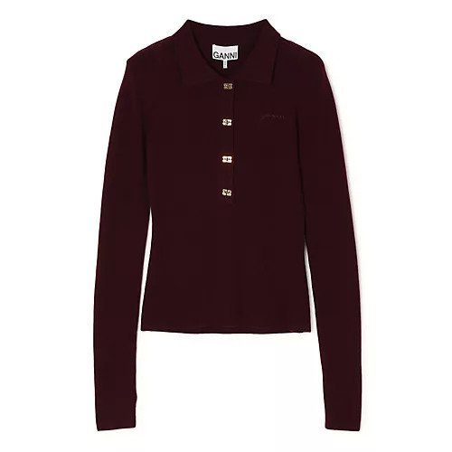 【ガニー/GANNI】のMini Ribbed Merino Polo 人気、トレンドファッション・服の通販 founy(ファニー) 　ファッション　Fashion　レディースファッション　Fashion for Women　なめらか　Smooth, Silky Texture　スリット　Slit, Slit Detail　バタフライ　Butterfly, Butterfly Motif　フィット　Fit, Slim Fit　エレガント 上品　Elegant　 other-1|ID: prp329100004829010 ipo3291000000035146149