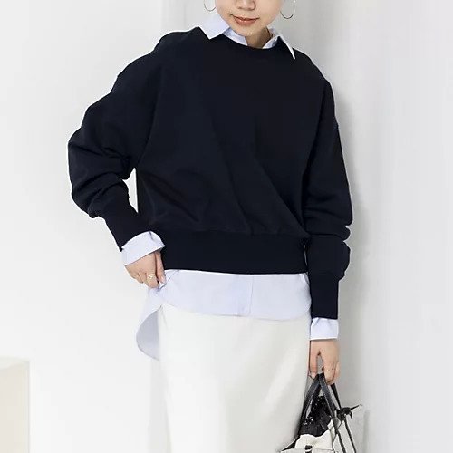 【ノーリーズソフィー/NOLLEY'S sophi】のウォッシャブルスウェットプルオーバー インテリア・キッズ・メンズ・レディースファッション・服の通販 founy(ファニー) 　ファッション　Fashion　レディースファッション　Fashion for Women　トップス・カットソー　Cut & Sew Tops　レディースパーカー・カジュアルフーディー　Casual Hoodies & Sweatshirts　カジュアルプルオーバー・ニットトップス　Pullovers & Knit Tops / Casual Pullovers　スウェット・クルーネックトップス　Sweatshirts & Crewnecks / Relaxed Fit Sweat Tops　2026年　2026　インナー　Innerwear　ショート　Short, Short Length　トレンド　Trend, Trending Now　レース　Lace, Lace Fabric　ワイド　Wide, Wide Fit　ネイビー|ID: prp329100004829020 ipo3291000000035146223