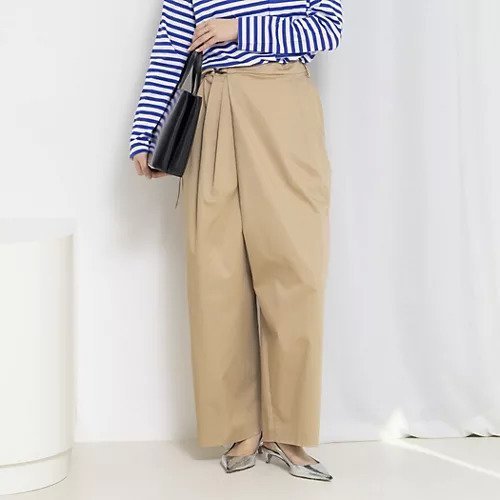 【リエミラー/Rie Miller】のウォッシャブルラップパンツストレッチ インテリア・キッズ・メンズ・レディースファッション・服の通販 founy(ファニー) 　ファッション　Fashion　レディースファッション　Fashion for Women　パンツ　Pants & Trousers　2026年　2026　アシンメトリー　Asymmetrical Style　シンプル　Simple, Minimal　ストレッチ　Stretch, Stretchy Fabric　ダウン　Down, Puffer　バランス　Balance, Style Balance　ポケット　Pocket, Pocket Detail　ラップ　Wrap, Wrap Design　ベージュ|ID: prp329100004829037 ipo3291000000035146323
