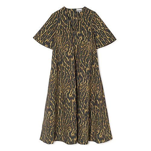 【ガニー/GANNI】のPrinted Stretch Cotton A-line Long Dress インテリア・キッズ・メンズ・レディースファッション・服の通販 founy(ファニー) https://founy.com/ ファッション Fashion レディースファッション Fashion for Women ワンピース Dresses フォーマル・パーティードレス・結婚式用ドレス Elegant & Casual Dresses スキッパー Skipper, Open Collar レオパード Leopard, Animal Print 洗える Machine Washable |ID: prp329100004829048 ipo3291000000035146404
