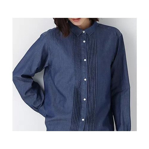 【ヒューマンウーマン/HUMAN WOMAN】のライトオンスデニムピンタックブラウス 人気、トレンドファッション・服の通販 founy(ファニー) 　ファッション　Fashion　レディースファッション　Fashion for Women　トップス・カットソー　Cut & Sew Tops　シャツ・ブラウス・オフィスカジュアル　Elegant Blouses & Button-Ups　おすすめ　Recommended / Our Picks　インナー　Innerwear　カフス　Cuff Design　スウェット / スエット　Sweatshirt, Sweatwear　スタンダード　Standard, Basic　デニム　Denim, Jeans Material　 other-1|ID: prp329100004832760 ipo3291000000035191612