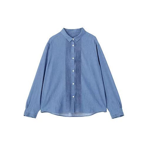 【ヒューマンウーマン/HUMAN WOMAN】のライトオンスデニムピンタックブラウス 人気、トレンドファッション・服の通販 founy(ファニー) 　ファッション　Fashion　レディースファッション　Fashion for Women　トップス・カットソー　Cut & Sew Tops　シャツ・ブラウス・オフィスカジュアル　Elegant Blouses & Button-Ups　おすすめ　Recommended / Our Picks　インナー　Innerwear　カフス　Cuff Design　スウェット / スエット　Sweatshirt, Sweatwear　スタンダード　Standard, Basic　デニム　Denim, Jeans Material　other-2|ID: prp329100004832760 ipo3291000000035191618