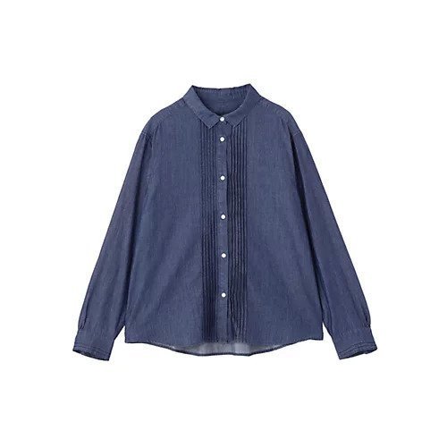 【ヒューマンウーマン/HUMAN WOMAN】のライトオンスデニムピンタックブラウス 人気、トレンドファッション・服の通販 founy(ファニー) 　ファッション　Fashion　レディースファッション　Fashion for Women　トップス・カットソー　Cut & Sew Tops　シャツ・ブラウス・オフィスカジュアル　Elegant Blouses & Button-Ups　おすすめ　Recommended / Our Picks　インナー　Innerwear　カフス　Cuff Design　スウェット / スエット　Sweatshirt, Sweatwear　スタンダード　Standard, Basic　デニム　Denim, Jeans Material　other-3|ID: prp329100004832760 ipo3291000000035191620