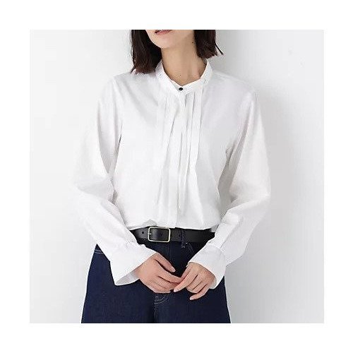 【ヒューマンウーマン/HUMAN WOMAN】のリヨセルブロードタイブラウス インテリア・キッズ・メンズ・レディースファッション・服の通販 founy(ファニー) 　ファッション　Fashion　レディースファッション　Fashion for Women　トップス・カットソー　Cut & Sew Tops　シャツ・ブラウス・オフィスカジュアル　Elegant Blouses & Button-Ups　おすすめ　Recommended / Our Picks　なめらか　Smooth, Silky Texture　ジャケット　Jacket, Outerwear　スタンダード　Standard, Basic　フロント　Front, Front Design　リボン　Ribbon, Bow　エレガント 上品　Elegant　ビジネス 仕事 通勤　Business / Work / Commuting　ホワイト|ID: prp329100004832765 ipo3291000000035191643