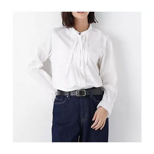 【ヒューマンウーマン/HUMAN WOMAN】のリヨセルブロードタイブラウス 人気、トレンドファッション・服の通販 founy(ファニー) 　ファッション　Fashion　レディースファッション　Fashion for Women　トップス・カットソー　Cut & Sew Tops　シャツ・ブラウス・オフィスカジュアル　Elegant Blouses & Button-Ups　おすすめ　Recommended / Our Picks　なめらか　Smooth, Silky Texture　ジャケット　Jacket, Outerwear　スタンダード　Standard, Basic　フロント　Front, Front Design　リボン　Ribbon, Bow　エレガント 上品　Elegant　ビジネス 仕事 通勤　Business / Work / Commuting　other-3|ID: prp329100004832765 ipo3291000000035191647