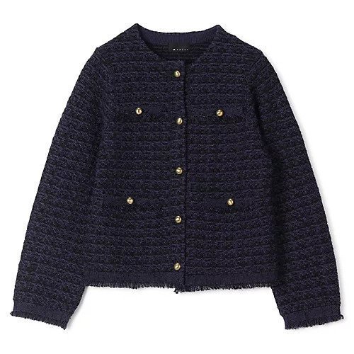 【エムセブンデイズ/M7days】のツイードジャケット風ニットカーディガン 人気、トレンドファッション・服の通販 founy(ファニー) 　ファッション　Fashion　レディースファッション　Fashion for Women　オケージョン　Occasion Wear　カーディガン　Cardigan, Knitwear　ジャケット　Jacket, Outerwear　ツイード　Twill, Twill Weave　デニム　Denim, Jeans Material　フリンジ　Fringe, Tassel　ポケット　Pocket, Pocket Detail　メタル　Metal, Metal Parts　洗える　Machine Washable　 other-1|ID: prp329100004834357 ipo3291000000035211569