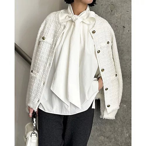 【エムセブンデイズ/M7days】のツイードジャケット風ニットカーディガン 人気、トレンドファッション・服の通販 founy(ファニー) 　ファッション　Fashion　レディースファッション　Fashion for Women　オケージョン　Occasion Wear　カーディガン　Cardigan, Knitwear　ジャケット　Jacket, Outerwear　ツイード　Twill, Twill Weave　デニム　Denim, Jeans Material　フリンジ　Fringe, Tassel　ポケット　Pocket, Pocket Detail　メタル　Metal, Metal Parts　洗える　Machine Washable　other-3|ID: prp329100004834357 ipo3291000000035211573