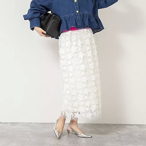 【リエミラー/Rie Miller】の45th limited editionウォッシャブルスターフリンジタイトスカート インテリア・キッズ・メンズ・レディースファッション・服の通販 founy(ファニー) 　ファッション　Fashion　レディースファッション　Fashion for Women　スカート　Skirts　2026年　2026　キャミワンピース　Cami Dress, Slip Dress　シンプル　Simple, Minimal　スリット　Slit, Slit Detail　レース　Lace, Lace Fabric　ホワイト|ID: prp329100004834365 ipo3291000000035211650