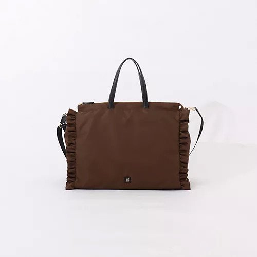 【ノーリーズ/NOLLEY'S】のナイロンフリルトートバッグ インテリア・キッズ・メンズ・レディースファッション・服の通販 founy(ファニー) 　ファッション　Fashion　レディースファッション　Fashion for Women　バッグ　Bags　おすすめ　Recommended / Our Picks　ショルダー　Shoulder, Shoulder Strap　シンプル　Simple, Minimal　フリル　Frill, Ruffle　エレガント 上品　Elegant　旅行　Travel　ブラウン|ID: prp329100004834379 ipo3291000000035211742
