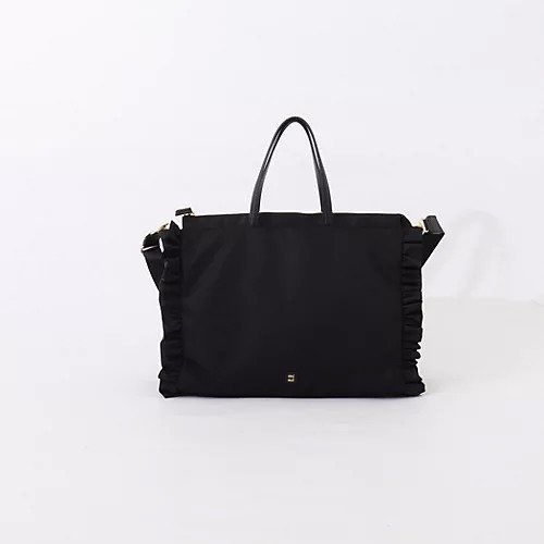 【ノーリーズ/NOLLEY'S】のナイロンフリルトートバッグ インテリア・キッズ・メンズ・レディースファッション・服の通販 founy(ファニー) 　ファッション　Fashion　レディースファッション　Fashion for Women　バッグ　Bags　おすすめ　Recommended / Our Picks　ショルダー　Shoulder, Shoulder Strap　シンプル　Simple, Minimal　フリル　Frill, Ruffle　エレガント 上品　Elegant　旅行　Travel　ブラック|ID: prp329100004834379 ipo3291000000035211743