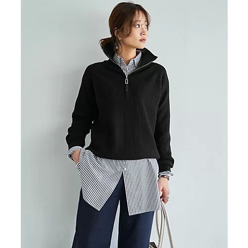 【スタイルデリ/STYLE DELI】のスタンドネックジップニットトップス 人気、トレンドファッション・服の通販 founy(ファニー) 　ファッション　Fashion　レディースファッション　Fashion for Women　トップス・カットソー　Cut & Sew Tops　ニット　Knit Tops & Sweaters　イエロー　Yellow　オーバル　Oval Design　カットソー　Cut and Sewn Top　シルバー　Silver, Metallic Silver　ジップ　Zip, Zipper　スタンド　Stand Collar, Upright Stand　スリット　Slit, Slit Detail　定番　Standard, Basic Item　なめらか　Smooth, Silky Texture　ネックレス　Necklace, Pendant Necklace　長袖　Long Sleeve, Full Sleeve　バランス　Balance, Style Balance　フォルム　Silhouette, Form　フロント　Front, Front Design　ブラウジング　Blouson Silhouette, Cinched Waist　ポケット　Pocket, Pocket Detail　メランジ　Melange, Mixed Yarn　other-2|ID: prp329100004835319 ipo3291000000035220947