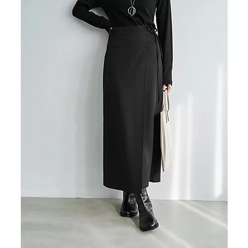 【スタイルデリ/STYLE DELI】のスタイリッシュラップスカート インテリア・キッズ・メンズ・レディースファッション・服の通販 founy(ファニー) 　ファッション　Fashion　レディースファッション　Fashion for Women　スカート　Skirts　くるぶし　Ankle-Length　スタイリッシュ　Stylish, Fashionable　スリット　Slit, Slit Detail　スーツ　Suit, Formalwear　タイツ　Tights, Legwear　定番　Standard, Basic Item　フェイク　Faux, Fake　フォルム　Silhouette, Form　フロント　Front, Front Design　ペチコート　Petticoat, Underskirt　ポケット　Pocket, Pocket Detail　防寒　Cold Protection, Winter-Ready　ラップ　Wrap, Wrap Design　リボン　Ribbon, Bow　ループ　Loop, Loop Knit　ロング　Long, Long-Length　夏　Summer　ブラック|ID: prp329100004837891 ipo3291000000035249265