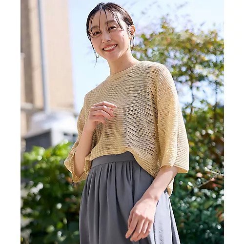 【エニー/ANY】のアイレットメッシュニット インテリア・キッズ・メンズ・レディースファッション・服の通販 founy(ファニー) 　ファッション　Fashion　レディースファッション　Fashion for Women　トップス・カットソー　Cut & Sew Tops　ニット　Knit Tops & Sweaters　アクリル　Acrylic Material　インナー　Innerwear　キャミ　Camisole, Cami Top　デニム　Denim, Jeans Material　トレンド　Trend, Trending Now　フェミニン　Feminine, Girly　メッシュ　Mesh, Net Fabric　リラックス　Relax, Relaxed Fit　ワイド　Wide, Wide Fit　夏　Summer　ベージュ|ID: prp329100004838927 ipo3291000000035414522