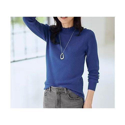 【エニー/ANY】の【6色展開】フリルネックニット インテリア・キッズ・メンズ・レディースファッション・服の通販 founy(ファニー) 　ファッション　Fashion　レディースファッション　Fashion for Women　トップス・カットソー　Cut & Sew Tops　ニット　Knit Tops & Sweaters　アクリル　Acrylic Material　インナー　Innerwear　シンプル　Simple, Minimal　フリル　Frill, Ruffle　洗える　Machine Washable　A/W・秋冬　Autumn/Winter　[WEB限定]ブルー|ID: prp329100004838937 ipo3291000000035311560