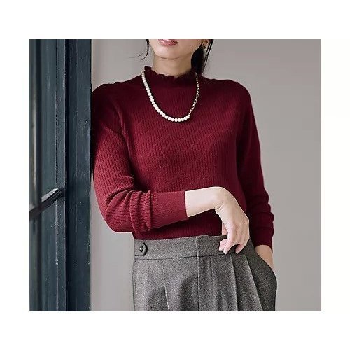 【エニー/ANY】の【6色展開】フリルネックニット インテリア・キッズ・メンズ・レディースファッション・服の通販 founy(ファニー) 　ファッション　Fashion　レディースファッション　Fashion for Women　トップス・カットソー　Cut & Sew Tops　ニット　Knit Tops & Sweaters　アクリル　Acrylic Material　インナー　Innerwear　シンプル　Simple, Minimal　フリル　Frill, Ruffle　洗える　Machine Washable　A/W・秋冬　Autumn/Winter　バーガンディ|ID: prp329100004838937 ipo3291000000035311564