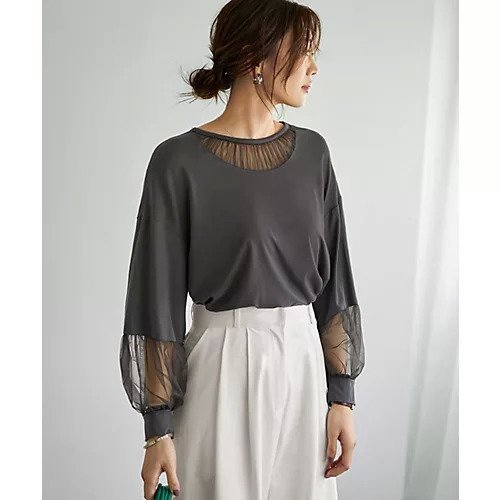 【スタイルデリ/STYLE DELI】の【Made in JAPAN】部分チュールのとろけるカットソートップス インテリア・キッズ・メンズ・レディースファッション・服の通販 founy(ファニー) https://founy.com/ ファッション Fashion レディースファッション Fashion for Women トップス・カットソー Cut & Sew Tops カットソー・ベーシックTシャツ Cut-and-Sewn Tops / Stretch Tees & Basics インナー Innerwear エアリー Airy Texture カットソー Cut and Sewn Top カーディガン Cardigan, Knitwear ギャザー Gathered, Ruffled シアー Sheer, See-Through ジャケット Jacket, Outerwear ストレート Straight, Straight Cut チュール Tulip, Tulip Motif デコルテ Décolleté, Neckline なめらか Smooth, Silky Texture 長袖 Long Sleeve, Full Sleeve バランス Balance, Style Balance プリーツ Pleats, Pleated 防寒 Cold Protection, Winter-Ready ラウンド Round, Round Neck リラックス Relax, Relaxed Fit 日本製 Made In Japan |ID: prp329100004838972 ipo3291000000035261353