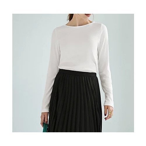 【スタイルデリ/STYLE DELI】の下に着るリブテレコ長袖カットソートップス インテリア・キッズ・メンズ・レディースファッション・服の通販 founy(ファニー) 　ファッション　Fashion　レディースファッション　Fashion for Women　トップス・カットソー　Cut & Sew Tops　カットソー・ベーシックTシャツ　Cut-and-Sewn Tops / Stretch Tees & Basics　イエロー　Yellow　カットソー　Cut and Sewn Top　サロペット　Overalls, Salopette　ジャケット　Jacket, Outerwear　ストレート　Straight, Straight Cut　スリット　Slit, Slit Detail　とろみ　Fluid, Flowy Fabric　デコルテ　Décolleté, Neckline　定番　Standard, Basic Item　長袖　Long Sleeve, Full Sleeve　フィット　Fit, Slim Fit　夏　Summer　ホワイト|ID: prp329100004838976 ipo3291000000035261384