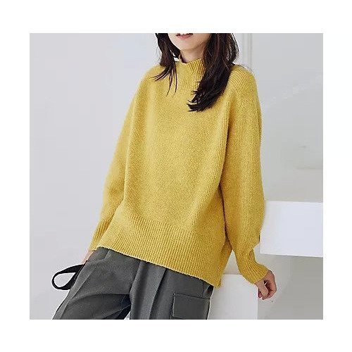 【エニー/ANY】の【LEE掲載】ハイネックウィンターニット インテリア・キッズ・メンズ・レディースファッション・服の通販 founy(ファニー) 　雑誌掲載アイテム　Magazine Picks & Fashion Features　ファッション雑誌　Fashion Magazines　リー　LEE　ファッション　Fashion　レディースファッション　Fashion for Women　トップス・カットソー　Cut & Sew Tops　ニット　Knit Tops & Sweaters　おすすめ　Recommended / Our Picks　ストレッチ　Stretch, Stretchy Fabric　スラックス　Slacks, Dress Pants　スリット　Slit, Slit Detail　ハイネック　High Neck, Mock Neck　ボトム　Bottoms, Lower Wear　ワンポイント　One Point, Statement Accent　エレガント 上品　Elegant　洗える　Machine Washable　A/W・秋冬　Autumn/Winter　雑誌　Magazine, Fashion Magazine　イエロー|ID: prp329100004838995 ipo3291000000035261488