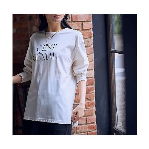 【エニー/ANY】のロゴロングスリーブTシャツ 人気、トレンドファッション・服の通販 founy(ファニー) 　ファッション　Fashion　レディースファッション　Fashion for Women　トップス・カットソー　Cut & Sew Tops　シャツ・ブラウス・オフィスカジュアル　Elegant Blouses & Button-Ups　ロングTシャツ・Tシャツ　Longline T-Shirts & Tees　春　Spring　シンプル　Simple, Minimal　スウェット / スエット　Sweatshirt, Sweatwear　スリット　Slit, Slit Detail　ロング　Long, Long-Length　冬　Winter / This Winter　おすすめ　Recommended / Our Picks　エレガント 上品　Elegant　other-2|ID: prp329100004838997 ipo3291000000036320460