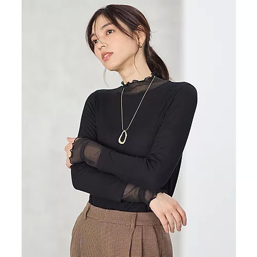 【エニー/ANY】の【新色追加】シアーコンビタートル インテリア・キッズ・メンズ・レディースファッション・服の通販 founy(ファニー) 　ファッション　Fashion　レディースファッション　Fashion for Women　インナー　Innerwear　シアー　Sheer, See-Through　シャーリング　Shirring, Ruched　ストレッチ　Stretch, Stretchy Fabric　チュール　Tulip, Tulip Motif　ベーシック　Basic, Essential　おすすめ　Recommended / Our Picks　ブラック|ID: prp329100004838998 ipo3291000000036285077