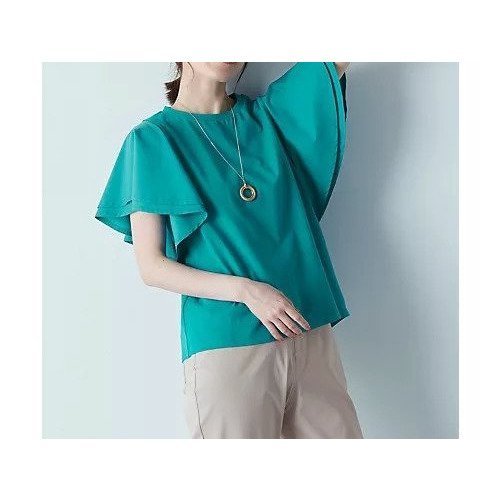 【エニー/ANY】の【シワになりにくい】ダブルフレアスリーブカットソー 人気、トレンドファッション・服の通販 founy(ファニー) 　ファッション　Fashion　レディースファッション　Fashion for Women　トップス・カットソー　Cut & Sew Tops　カットソー・ベーシックTシャツ　Cut-and-Sewn Tops / Stretch Tees & Basics　ショルダー　Shoulder, Shoulder Strap　スリーブ　Sleeve, Long Sleeve / Short Sleeve　ダブル　Double, Double-Breasted　デニム　Denim, Jeans Material　フレア　Flare, Flared　吸水　Absorbent, Quick-Dry　 other-1|ID: prp329100004839004 ipo3291000000036284779