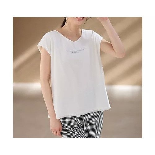 【エニー/ANY】のチュールデザインフレンチスリーブTシャツ インテリア・キッズ・メンズ・レディースファッション・服の通販 founy(ファニー) 　ファッション　Fashion　レディースファッション　Fashion for Women　トップス・カットソー　Cut & Sew Tops　シャツ・ブラウス・オフィスカジュアル　Elegant Blouses & Button-Ups　ロングTシャツ・Tシャツ　Longline T-Shirts & Tees　カットソー　Cut and Sewn Top　ストレッチ　Stretch, Stretchy Fabric　スリーブ　Sleeve, Long Sleeve / Short Sleeve　チュール　Tulip, Tulip Motif　フレンチ　French, French Style　プリント　Print, Printed Pattern　オフ|ID: prp329100004839020 ipo3291000000035293650