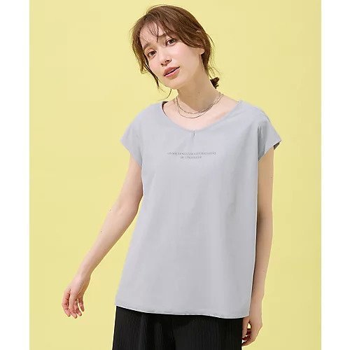 【エニー/ANY】のチュールデザインフレンチスリーブTシャツ 人気、トレンドファッション・服の通販 founy(ファニー) 　ファッション　Fashion　レディースファッション　Fashion for Women　トップス・カットソー　Cut & Sew Tops　シャツ・ブラウス・オフィスカジュアル　Elegant Blouses & Button-Ups　ロングTシャツ・Tシャツ　Longline T-Shirts & Tees　カットソー　Cut and Sewn Top　ストレッチ　Stretch, Stretchy Fabric　スリーブ　Sleeve, Long Sleeve / Short Sleeve　チュール　Tulip, Tulip Motif　フレンチ　French, French Style　プリント　Print, Printed Pattern　 other-1|ID: prp329100004839020 ipo3291000000036320701