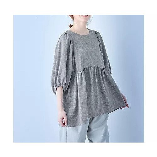 【エニー/ANY】の【WEB限定】サッカーギャザーペプラムブラウス 人気、トレンドファッション・服の通販 founy(ファニー) 　ファッション　Fashion　レディースファッション　Fashion for Women　トップス・カットソー　Cut & Sew Tops　シャツ・ブラウス・オフィスカジュアル　Elegant Blouses & Button-Ups　おすすめ　Recommended / Our Picks　サッカー　Seersucker, Summer Fabric　デニム　Denim, Jeans Material　バランス　Balance, Style Balance　ペプラム　Peplum, Flared Hem　エレガント 上品　Elegant　 other-1|ID: prp329100004839029 ipo3291000000035920840