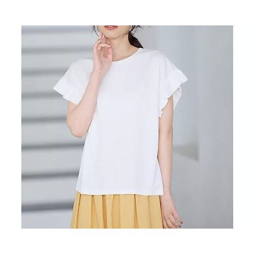 【エニー/ANY】のストレッチピケフリルTシャツ 人気、トレンドファッション・服の通販 founy(ファニー) 　ファッション　Fashion　レディースファッション　Fashion for Women　トップス・カットソー　Cut & Sew Tops　シャツ・ブラウス・オフィスカジュアル　Elegant Blouses & Button-Ups　ロングTシャツ・Tシャツ　Longline T-Shirts & Tees　おすすめ　Recommended / Our Picks　インナー　Innerwear　スリーブ　Sleeve, Long Sleeve / Short Sleeve　デニム　Denim, Jeans Material　フェミニン　Feminine, Girly　フリル　Frill, Ruffle　洗える　Machine Washable　other-2|ID: prp329100004839031 ipo3291000000036320950