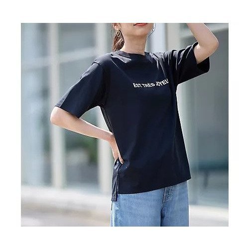 【エニー/ANY】の【汗ジミ防止加工】シルケットスムース半袖ロゴTシャツ 人気、トレンドファッション・服の通販 founy(ファニー) 　ファッション　Fashion　レディースファッション　Fashion for Women　トップス・カットソー　Cut & Sew Tops　シャツ・ブラウス・オフィスカジュアル　Elegant Blouses & Button-Ups　ロングTシャツ・Tシャツ　Longline T-Shirts & Tees　おすすめ　Recommended / Our Picks　インナー　Innerwear　ジャケット　Jacket, Outerwear　スリット　Slit, Slit Detail　デニム　Denim, Jeans Material　プリント　Print, Printed Pattern　ベーシック　Basic, Essential　ボトム　Bottoms, Lower Wear　半袖　Short Sleeve, Half Sleeve　other-3|ID: prp329100004839034 ipo3291000000035293750