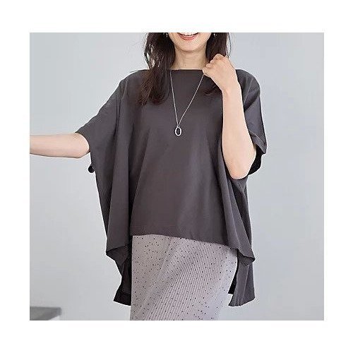 【エニー/ANY】のハイツイストコットンポンチョ風Tシャツ インテリア・キッズ・メンズ・レディースファッション・服の通販 founy(ファニー) 　ファッション　Fashion　レディースファッション　Fashion for Women　アウター　Coat / Outerwear Collection　ポンチョ・ケープコート　Ponchos & Capes　トップス・カットソー　Cut & Sew Tops　シャツ・ブラウス・オフィスカジュアル　Elegant Blouses & Button-Ups　ロングTシャツ・Tシャツ　Longline T-Shirts & Tees　おすすめ　Recommended / Our Picks　スリット　Slit, Slit Detail　バランス　Balance, Style Balance　ポンチョ　Poncho, Cape Style　ワイド　Wide, Wide Fit　チャコール|ID: prp329100004839038 ipo3291000000035261700