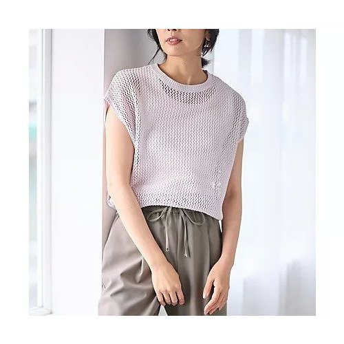 【エニー/ANY】のフレンチスリーブメッシュニット インテリア・キッズ・メンズ・レディースファッション・服の通販 founy(ファニー) 　ファッション　Fashion　レディースファッション　Fashion for Women　トップス・カットソー　Cut & Sew Tops　ニット　Knit Tops & Sweaters　シンプル　Simple, Minimal　トレンド　Trend, Trending Now　メッシュ　Mesh, Net Fabric　夏　Summer　洗える　Machine Washable　ラベンダー|ID: prp329100004839043 ipo3291000000036052954