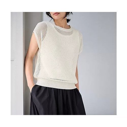 【エニー/ANY】のフレンチスリーブメッシュニット 人気、トレンドファッション・服の通販 founy(ファニー) 　ファッション　Fashion　レディースファッション　Fashion for Women　トップス・カットソー　Cut & Sew Tops　ニット　Knit Tops & Sweaters　シンプル　Simple, Minimal　トレンド　Trend, Trending Now　メッシュ　Mesh, Net Fabric　夏　Summer　洗える　Machine Washable　other-2|ID: prp329100004839043 ipo3291000000036052956