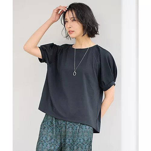 【エニー/ANY】のパフスリーブラグランTシャツ インテリア・キッズ・メンズ・レディースファッション・服の通販 founy(ファニー) 　ファッション　Fashion　レディースファッション　Fashion for Women　トップス・カットソー　Cut & Sew Tops　シャツ・ブラウス・オフィスカジュアル　Elegant Blouses & Button-Ups　ロングTシャツ・Tシャツ　Longline T-Shirts & Tees　スリーブ　Sleeve, Long Sleeve / Short Sleeve　デニム　Denim, Jeans Material　バランス　Balance, Style Balance　夏　Summer　ブラック|ID: prp329100004839045 ipo3291000000035317566
