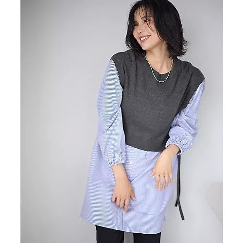 【エニー/ANY】のレイヤード風チュニック 人気、トレンドファッション・服の通販 founy(ファニー) 　ファッション　Fashion　レディースファッション　Fashion for Women　トップス・カットソー　Cut & Sew Tops　おすすめ　Recommended / Our Picks　コンビ　Combo, Combination Style　ストライプ　Stripe, Striped Pattern　チュニック　Tunic, Long Top　バランス　Balance, Style Balance　畦　Ribbed Knit　 other-1|ID: prp329100004839049 ipo3291000000035261752